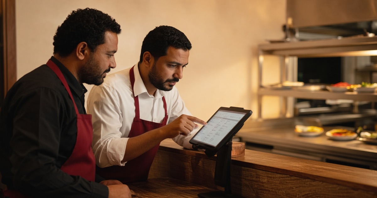 Who confirms the order: cashier only, or the waiter too