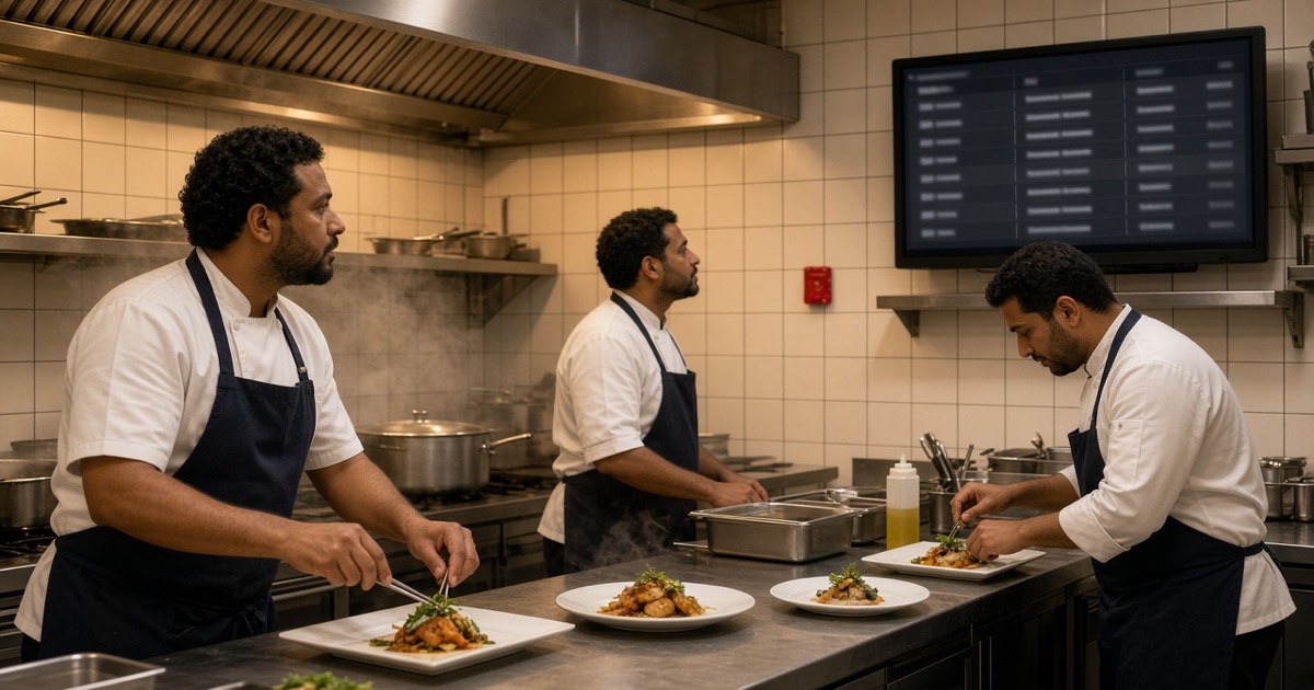 A kitchen screen instead of shouting: the ticket arrives without anyone running